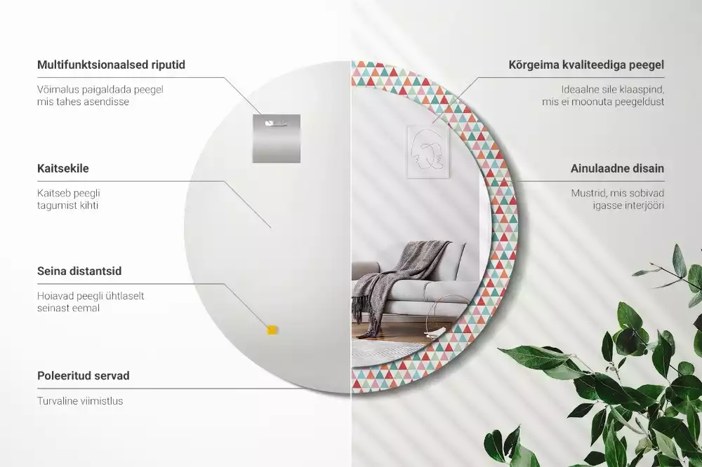 Kerek tükör fali dísz Geometriai minta
