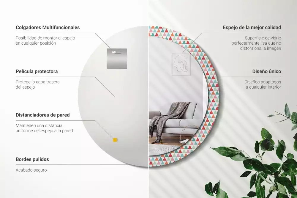 Kerek tükör fali dísz Geometriai minta