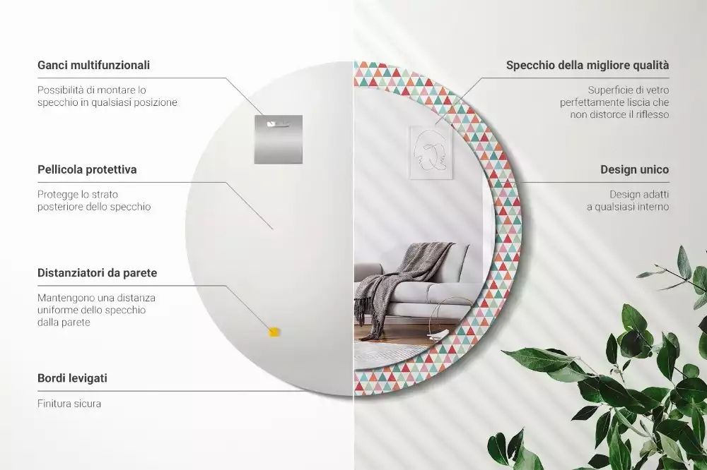 Kerek tükör fali dísz Geometriai minta