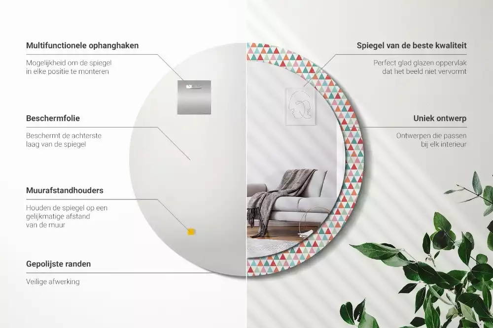Kerek tükör fali dísz Geometriai minta