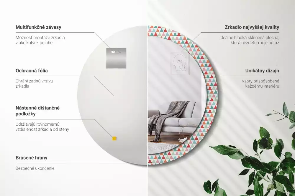 Kerek tükör fali dísz Geometriai minta