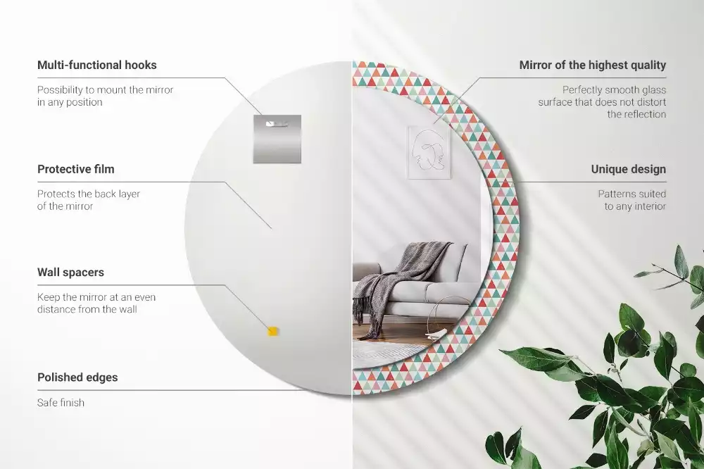 Kerek tükör fali dísz Geometriai minta