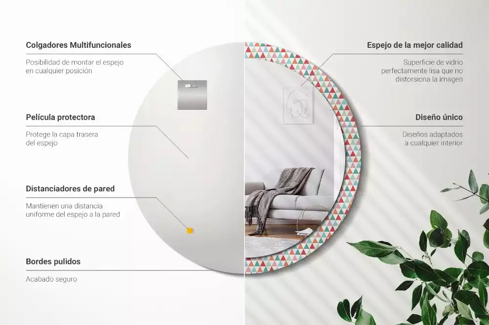 Kerek tükör fali dísz Geometriai minta