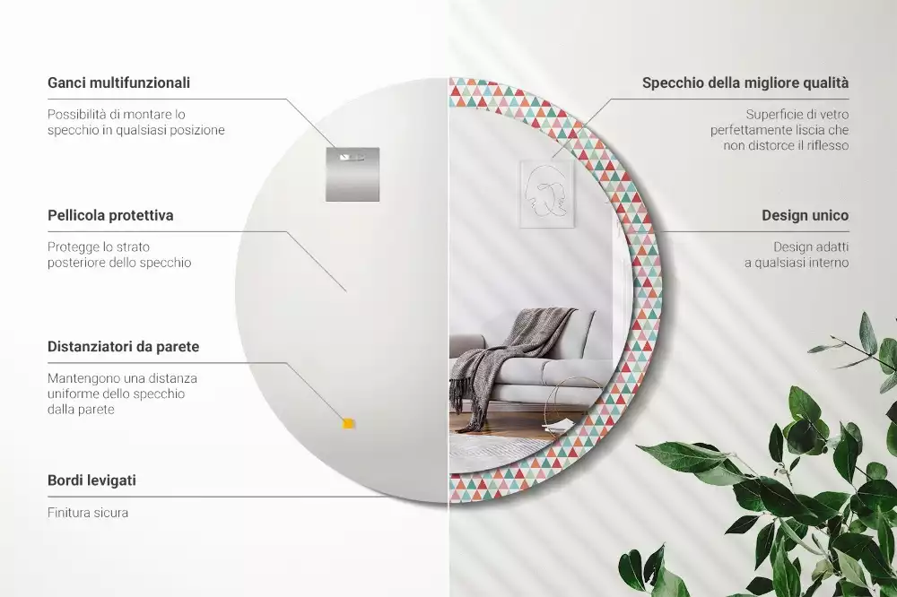 Kerek tükör fali dísz Geometriai minta