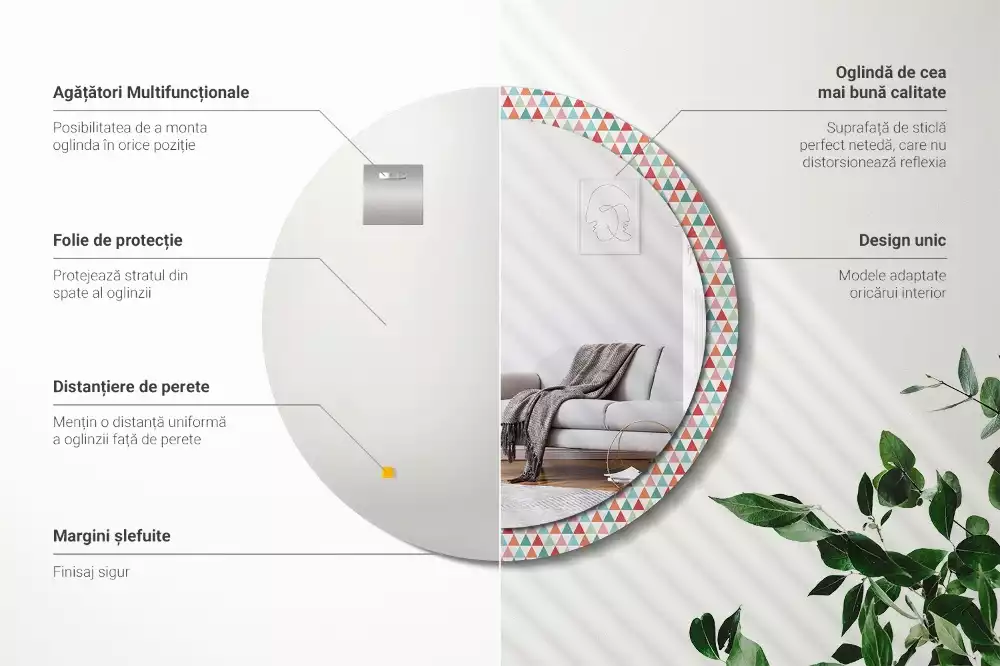 Kerek tükör fali dísz Geometriai minta
