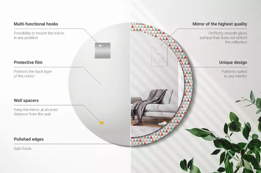 Kerek tükör fali dísz Geometriai minta