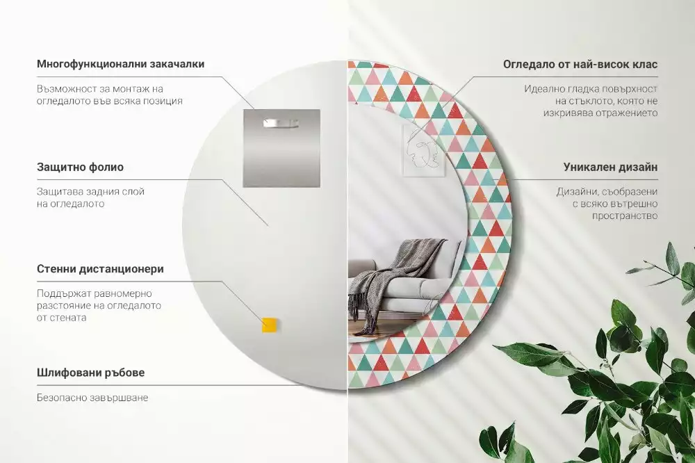 Kerek tükör fali dísz Geometriai minta