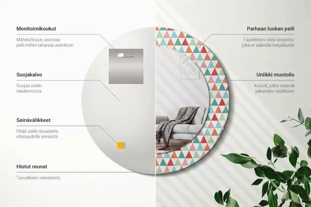Kerek tükör fali dísz Geometriai minta