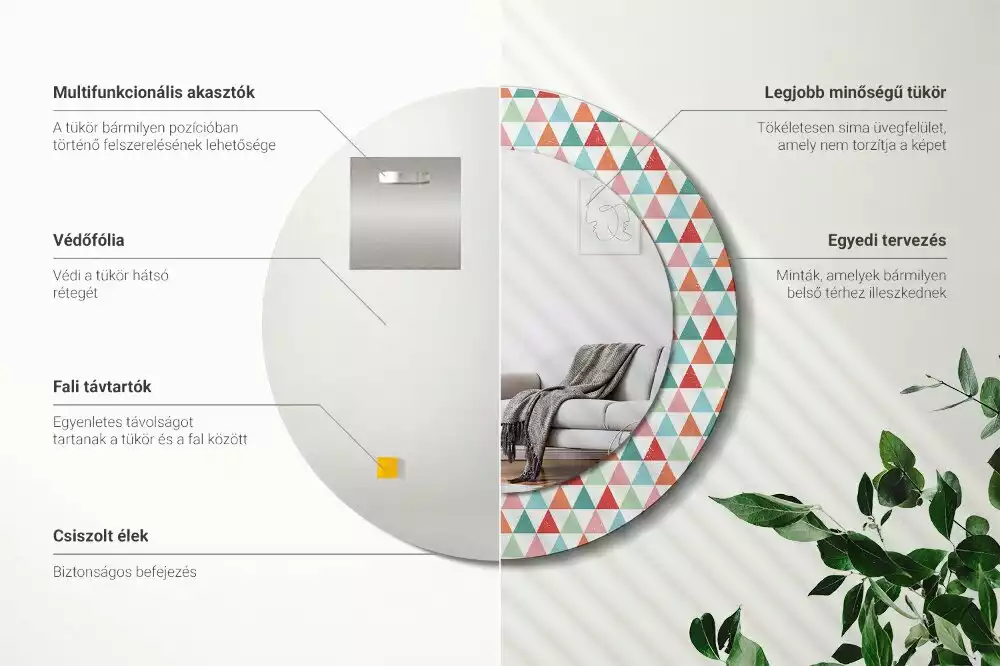 Kerek tükör fali dísz Geometriai minta