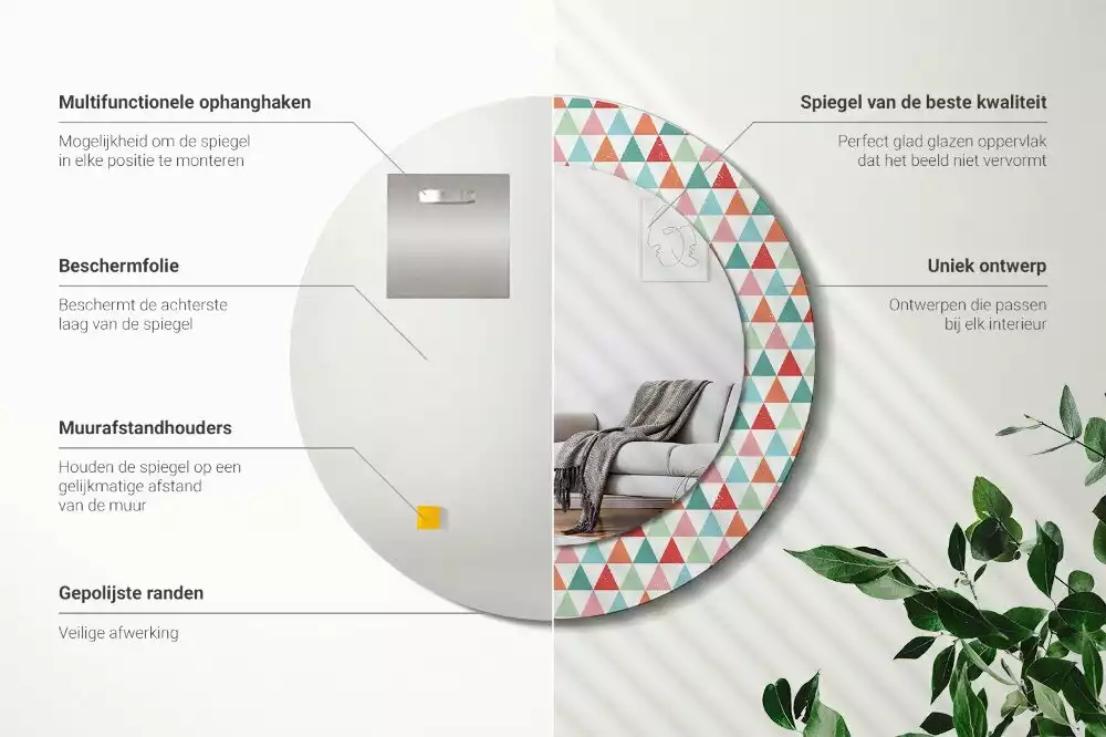 Kerek tükör fali dísz Geometriai minta