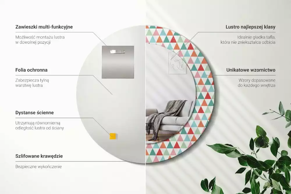 Kerek tükör fali dísz Geometriai minta