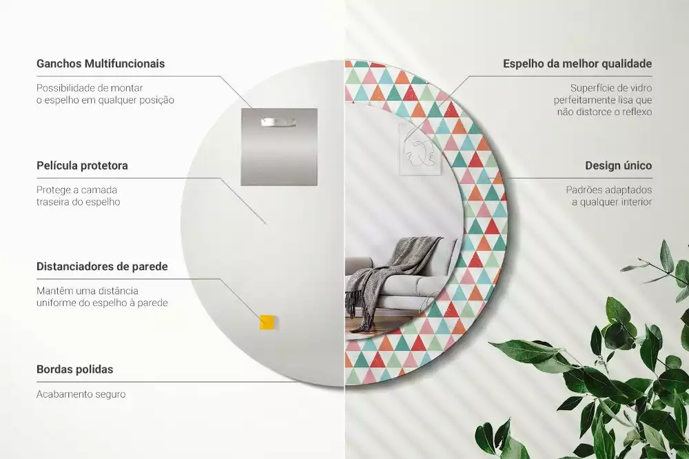 Kerek tükör fali dísz Geometriai minta