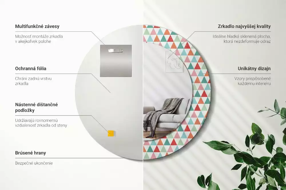 Kerek tükör fali dísz Geometriai minta
