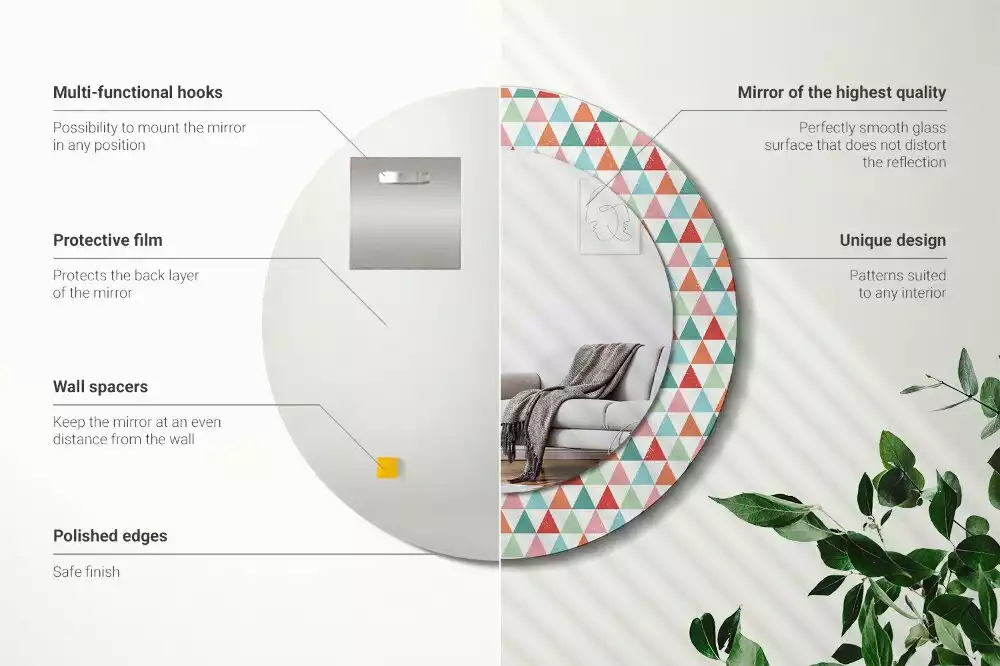 Kerek tükör fali dísz Geometriai minta