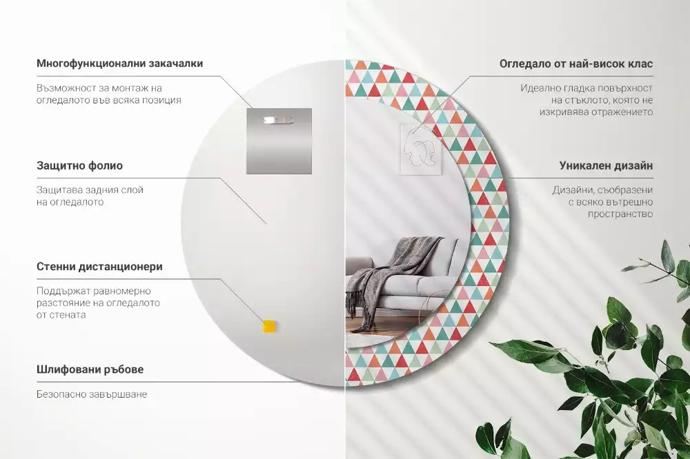 Kerek tükör fali dísz Geometriai minta