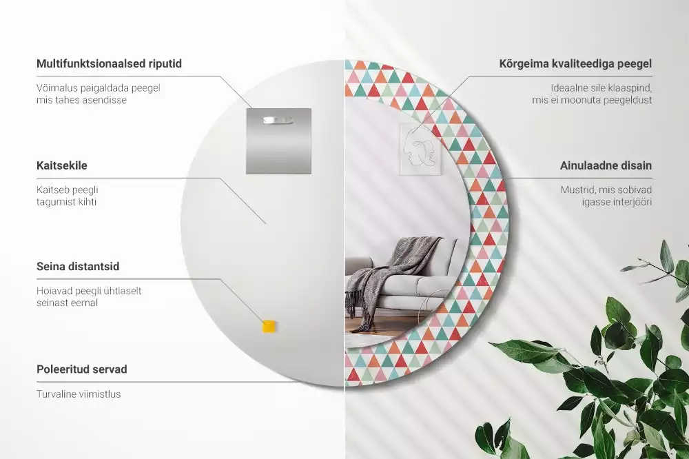 Kerek tükör fali dísz Geometriai minta