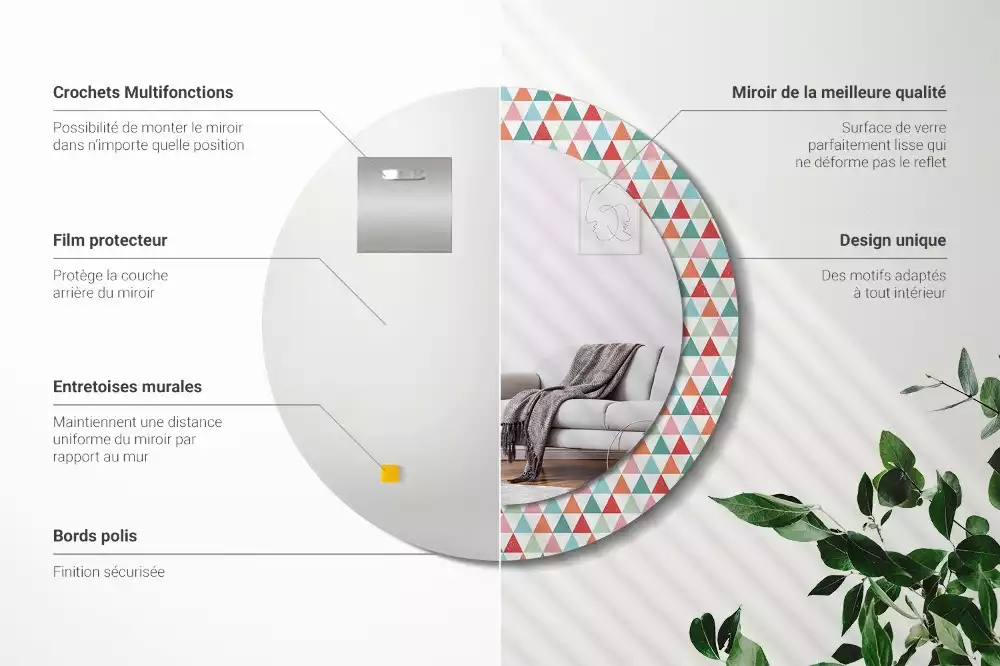 Kerek tükör fali dísz Geometriai minta