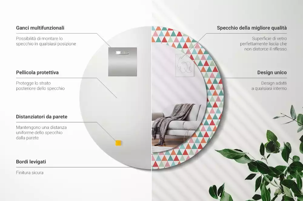 Kerek tükör fali dísz Geometriai minta