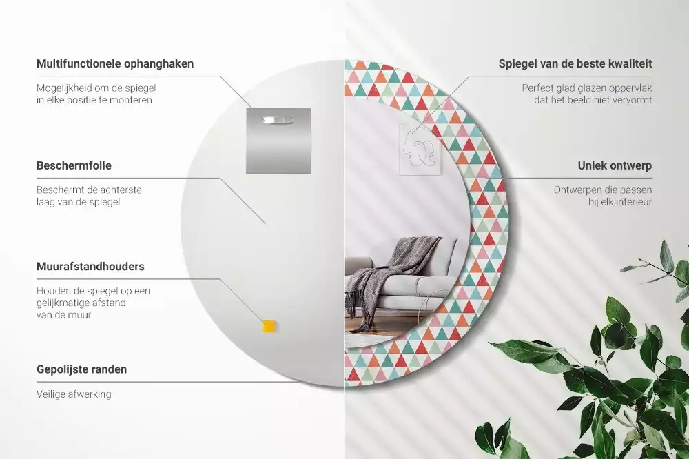 Kerek tükör fali dísz Geometriai minta