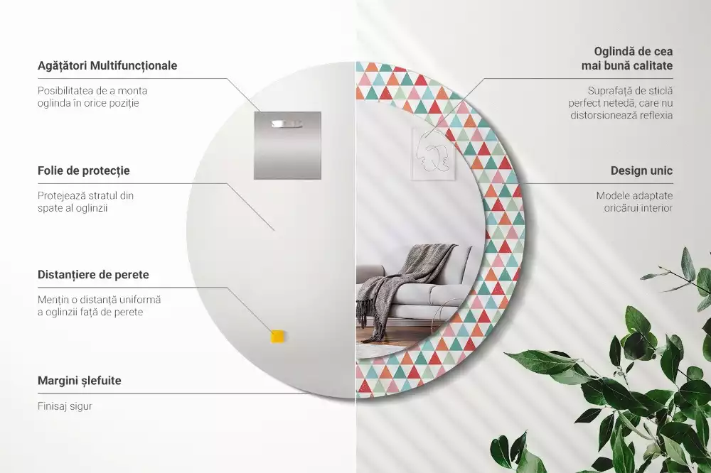 Kerek tükör fali dísz Geometriai minta