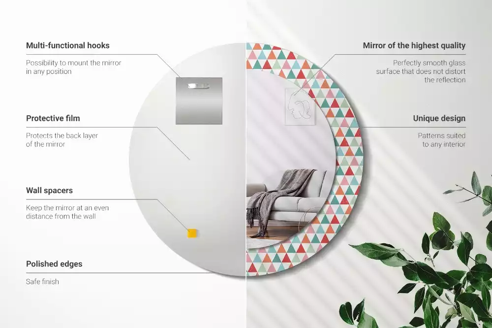 Kerek tükör fali dísz Geometriai minta