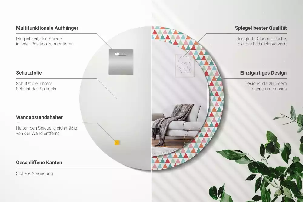 Kerek tükör fali dísz Geometriai minta