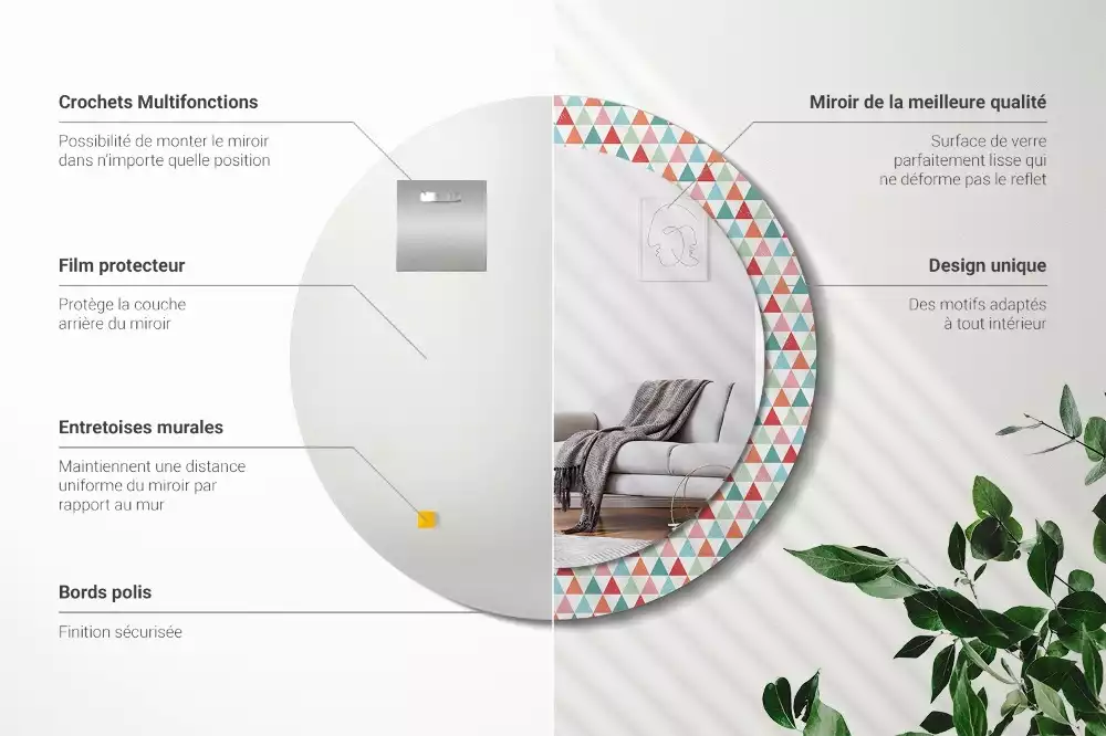 Kerek tükör fali dísz Geometriai minta