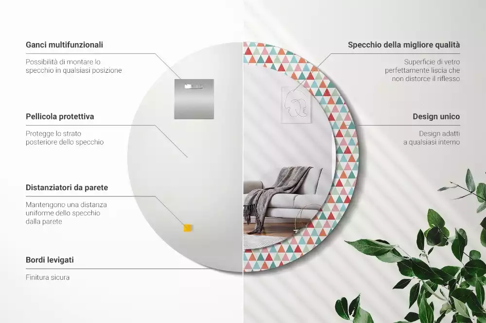 Kerek tükör fali dísz Geometriai minta