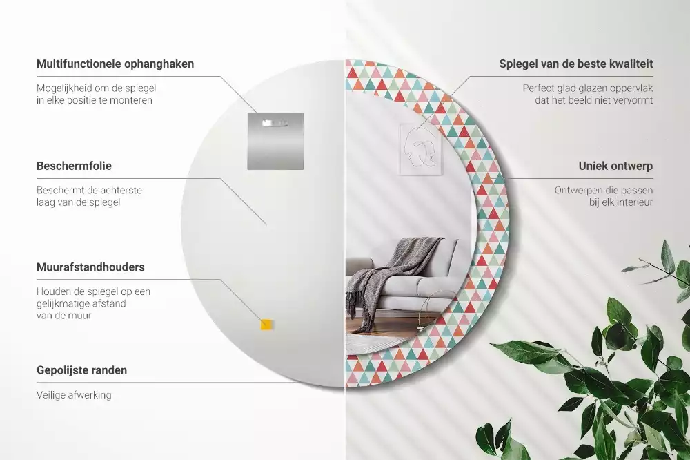 Kerek tükör fali dísz Geometriai minta