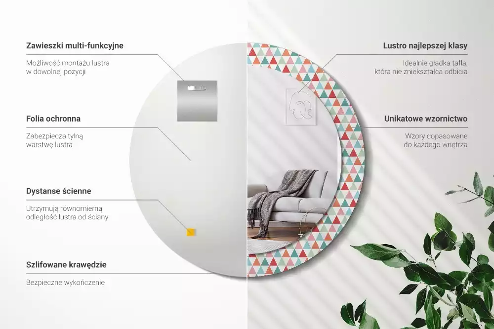 Kerek tükör fali dísz Geometriai minta