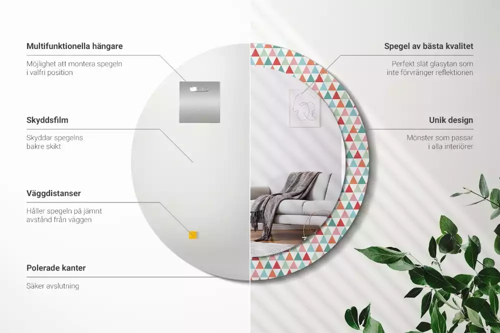 Kerek tükör fali dísz Geometriai minta