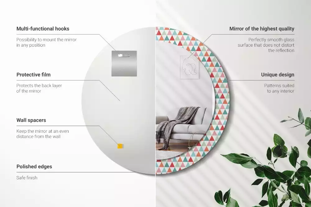 Kerek tükör fali dísz Geometriai minta