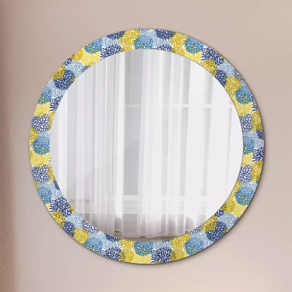 Kerek dísztükör Kék virágok