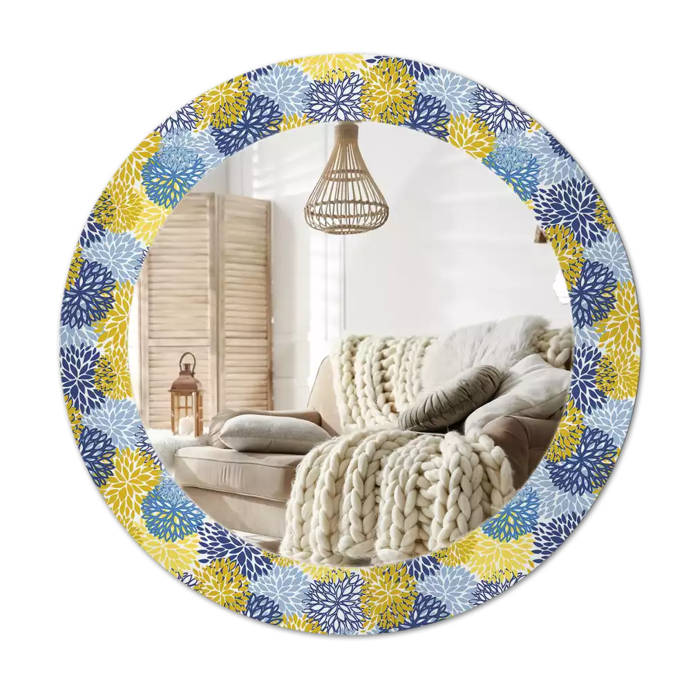 Kerek dísztükör Kék virágok