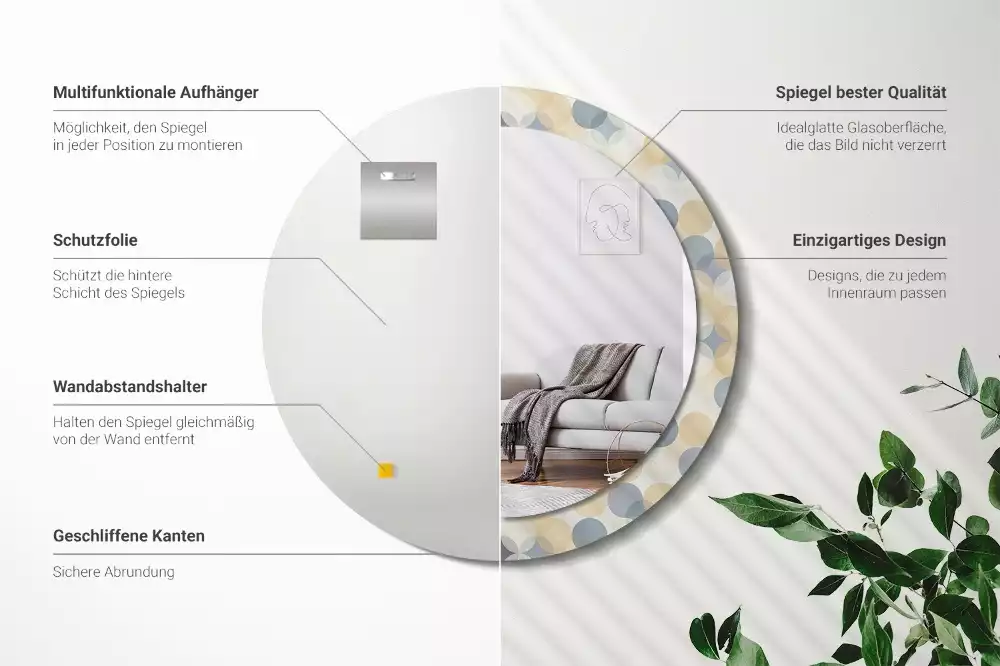 Kerek díszes tükör Geometriai körök