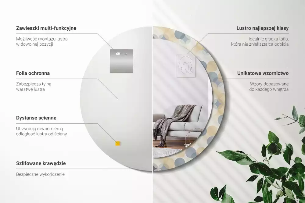 Kerek díszes tükör Geometriai körök