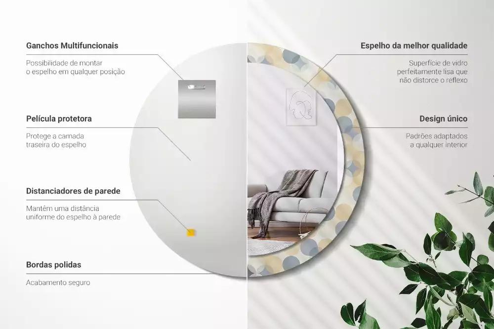 Kerek díszes tükör Geometriai körök