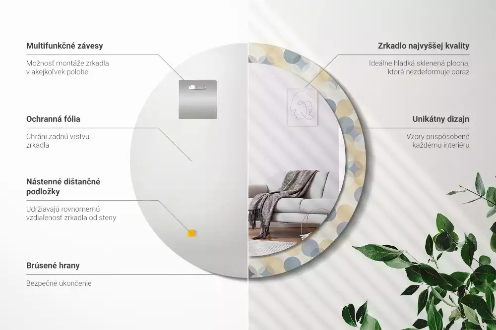 Kerek díszes tükör Geometriai körök