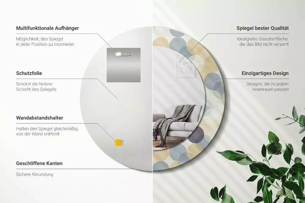 Kerek díszes tükör Geometriai körök