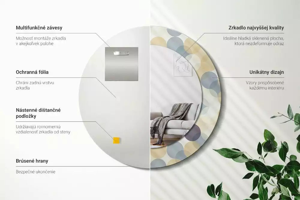 Kerek díszes tükör Geometriai körök