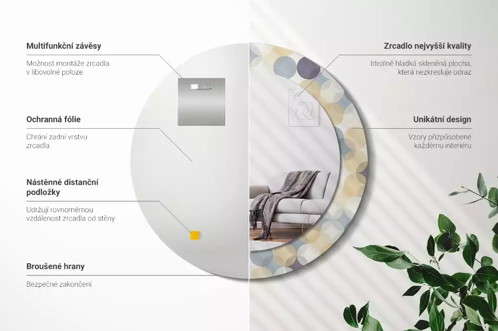 Kerek díszes tükör Geometriai körök