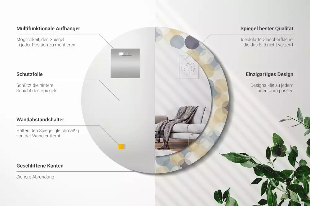 Kerek díszes tükör Geometriai körök