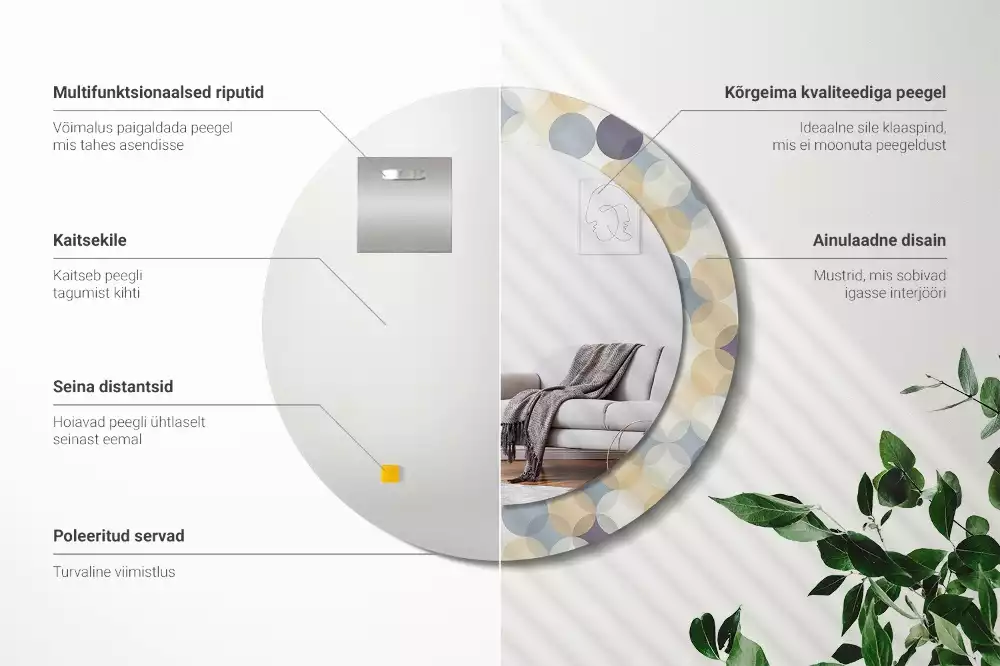 Kerek díszes tükör Geometriai körök