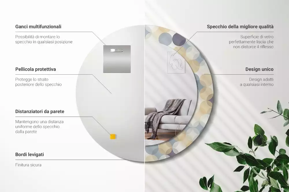 Kerek díszes tükör Geometriai körök