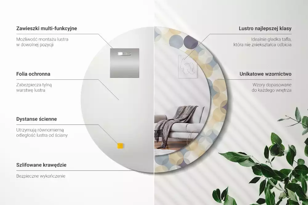 Kerek díszes tükör Geometriai körök