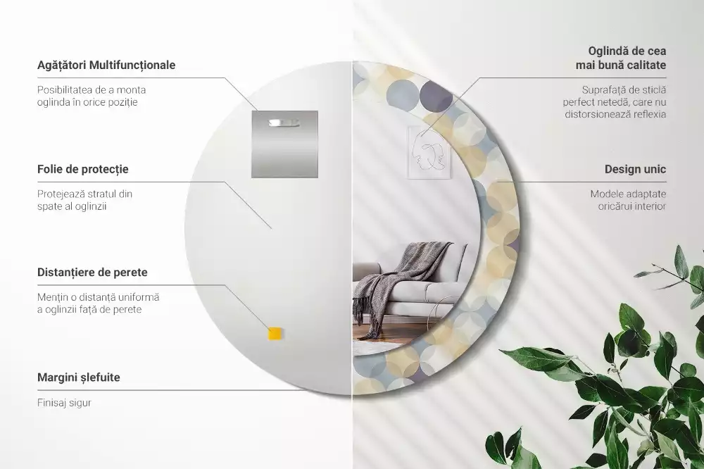 Kerek díszes tükör Geometriai körök