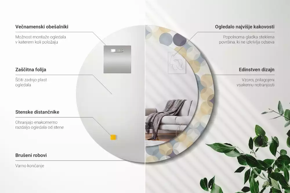 Kerek díszes tükör Geometriai körök