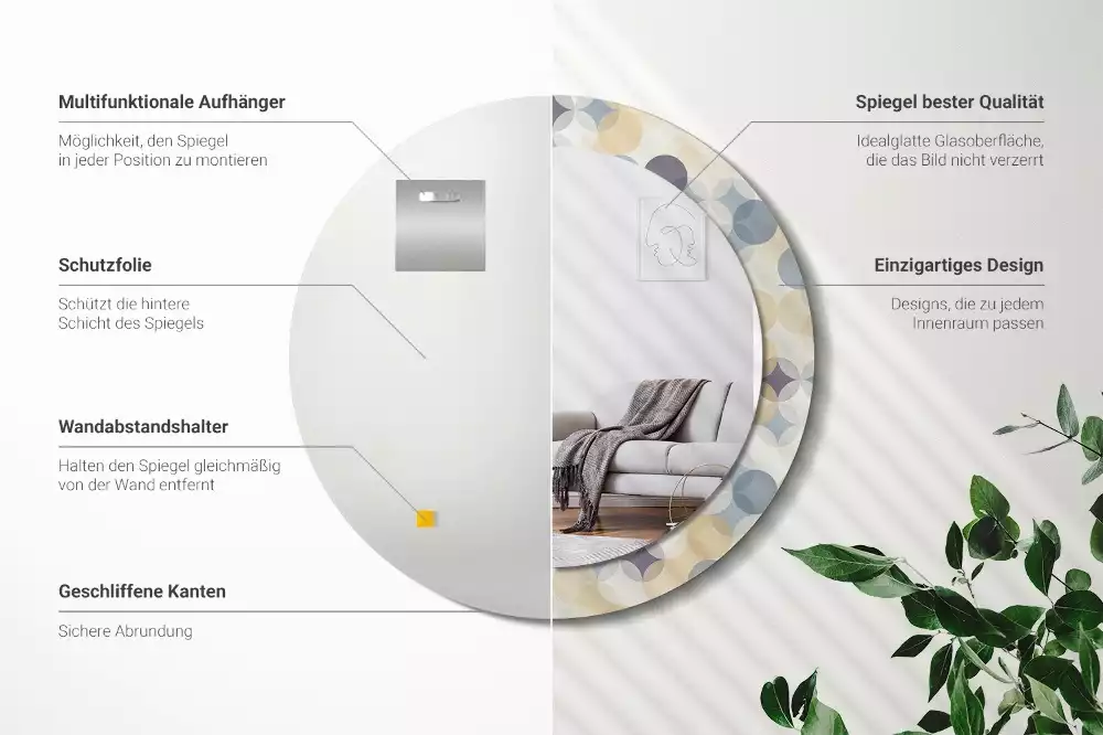 Kerek díszes tükör Geometriai körök