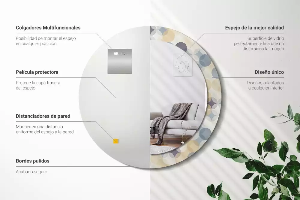 Kerek díszes tükör Geometriai körök