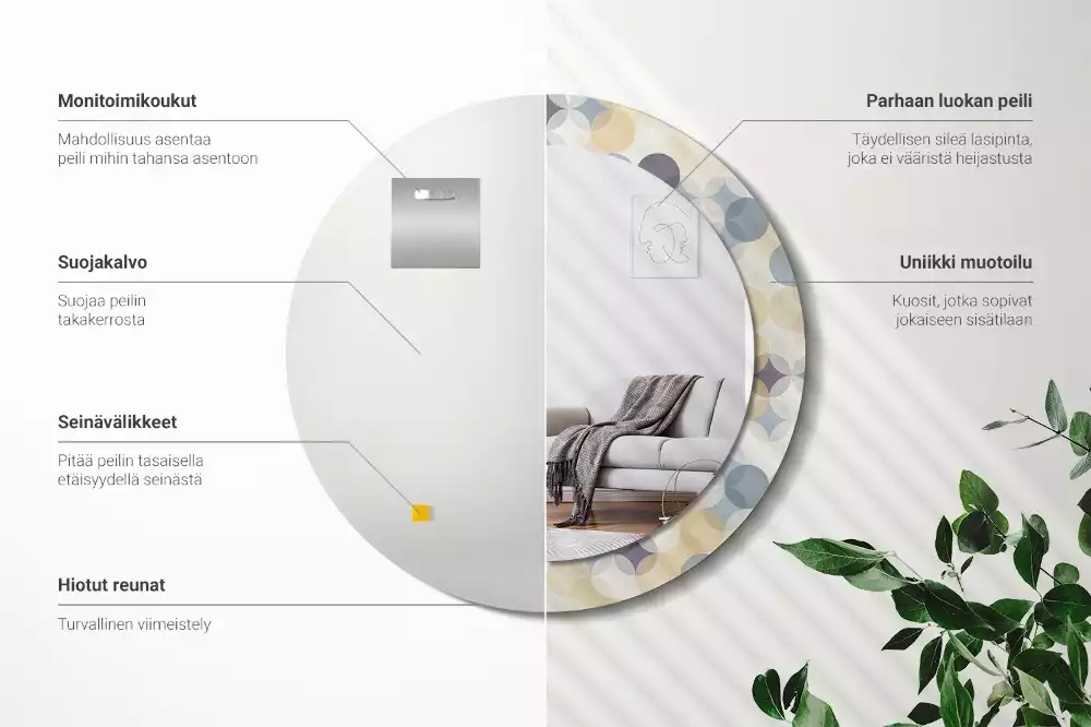 Kerek díszes tükör Geometriai körök